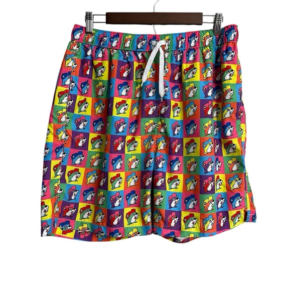Buc-Ees Other - Buc-ees beaver swim trunks men's XL colorful checkered retro brief lined novelty